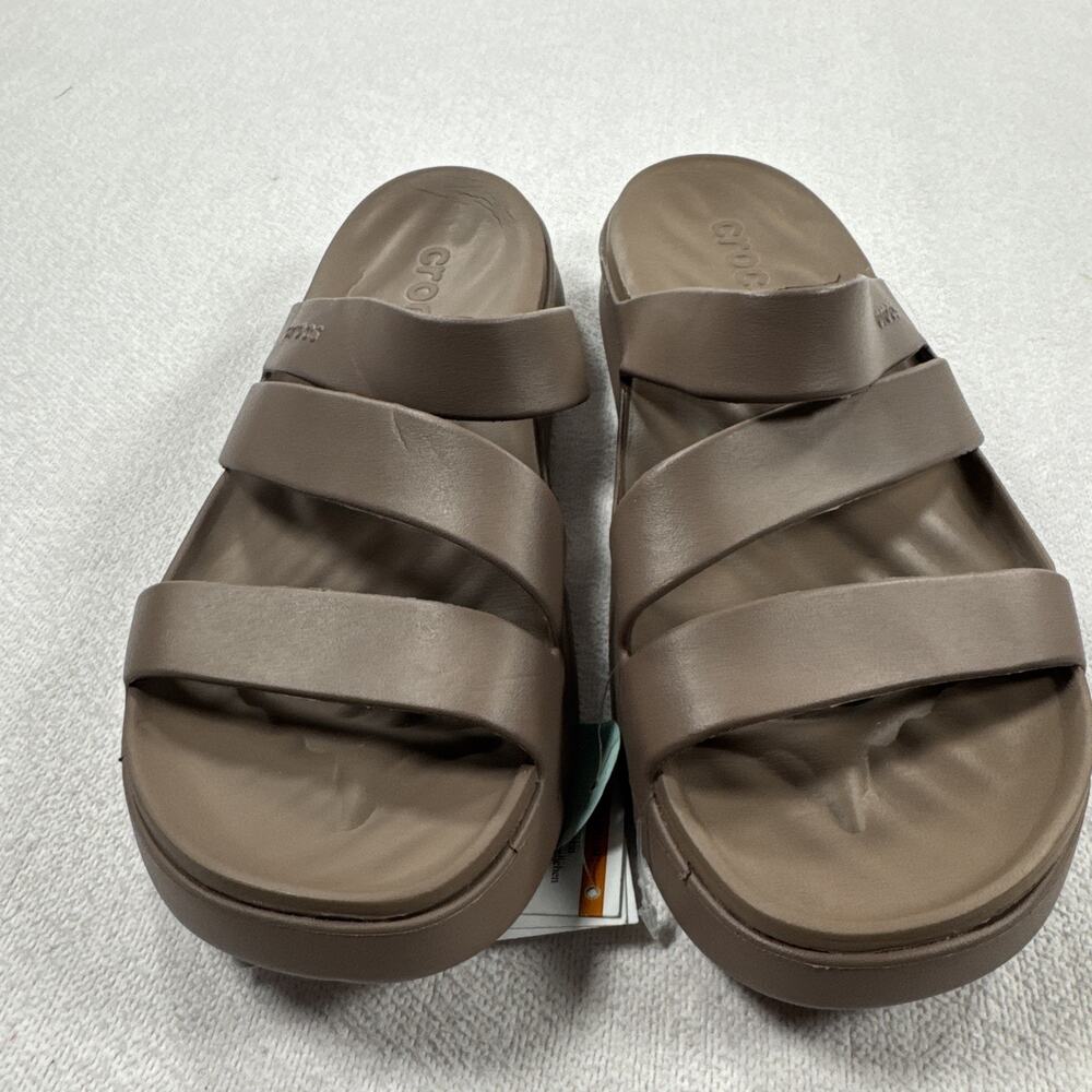 Crocs Getaway Strappy Slide Sandals Women's Sz#11 Truffle Brown Comfort Slip On - Picture 2 of 9